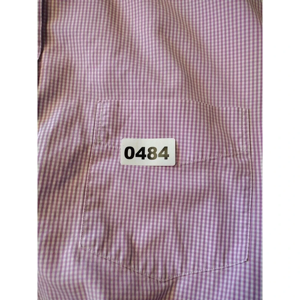 J. CREW Button Up Shirt Men Large Pink‎ White Checked Haberdashery Long Sleeve